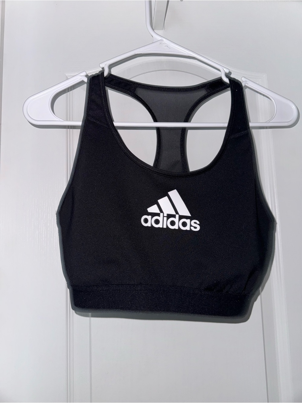 adidas Black Sports Bra with White Logo Tag